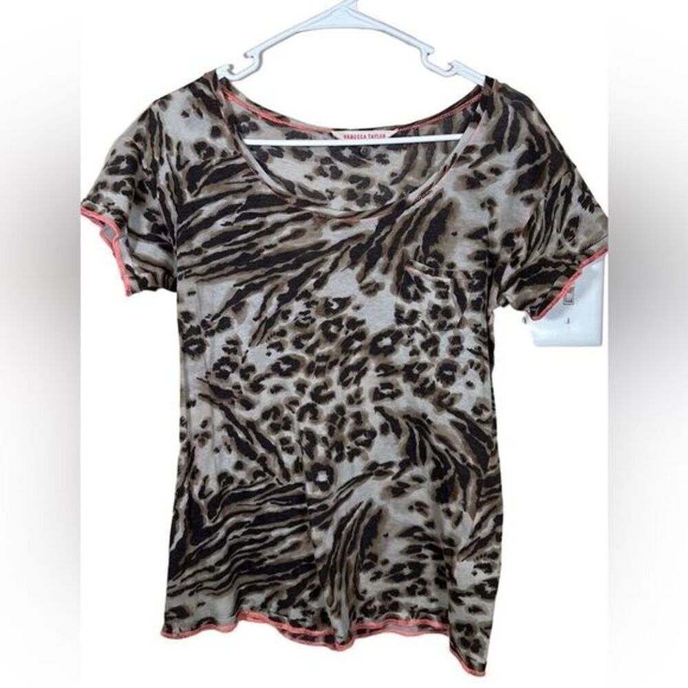 Rebecca Taylor T-Shirt Size XS Abstract Casual with orange contrast stitching